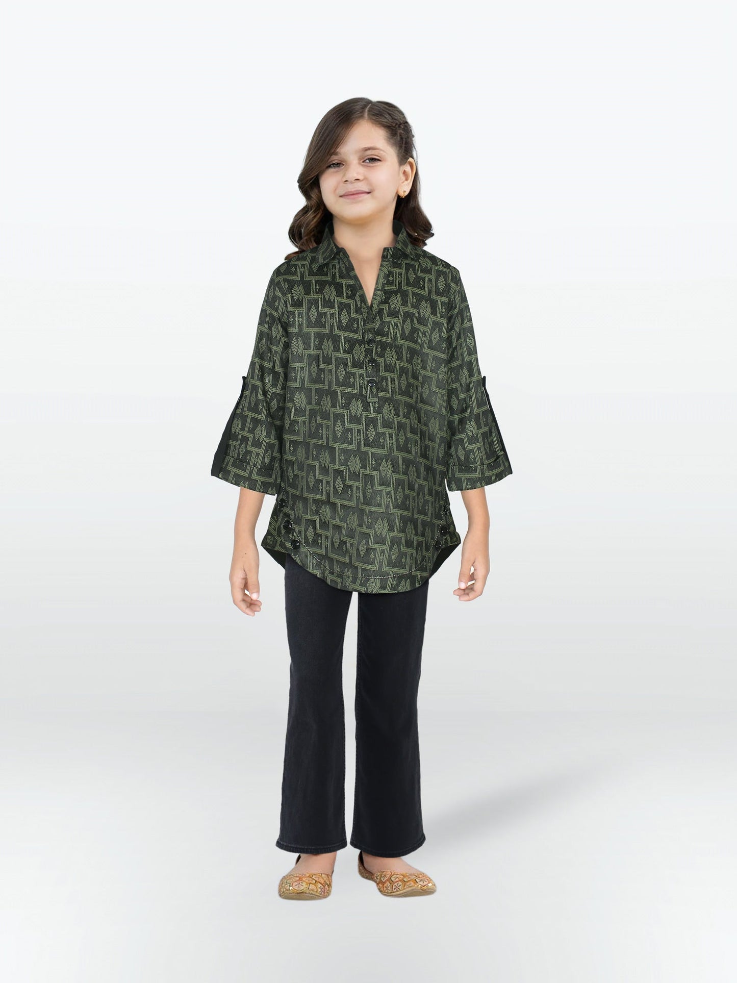 Velvour Girls Cotton Printed Stitched Tunic-VG124-A