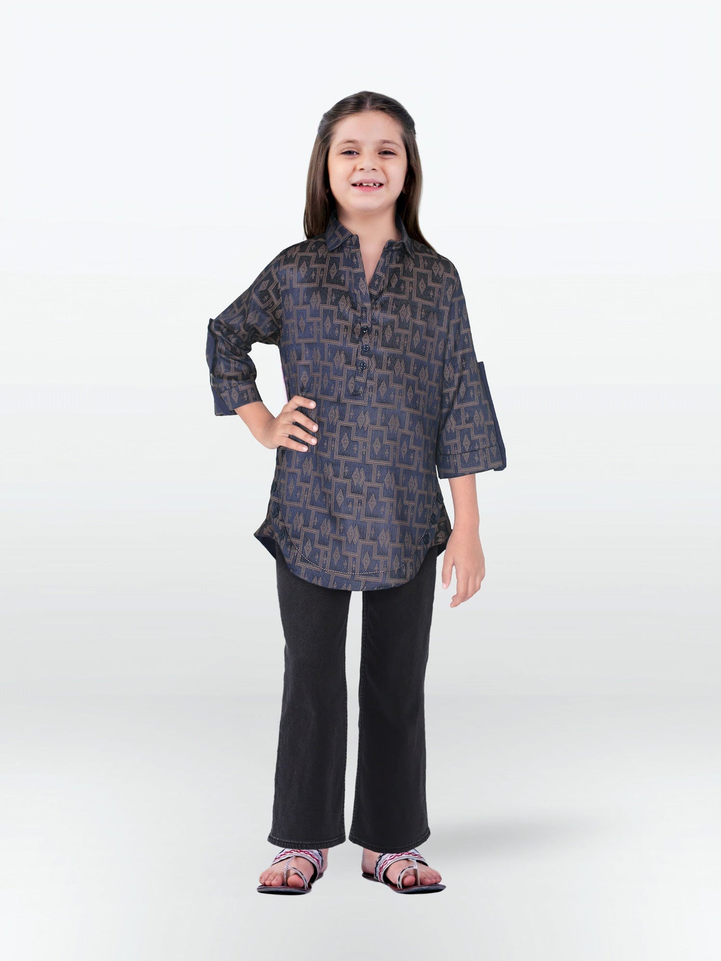 Velvour Girls Cotton Printed Stitched Tunic-VG124-C