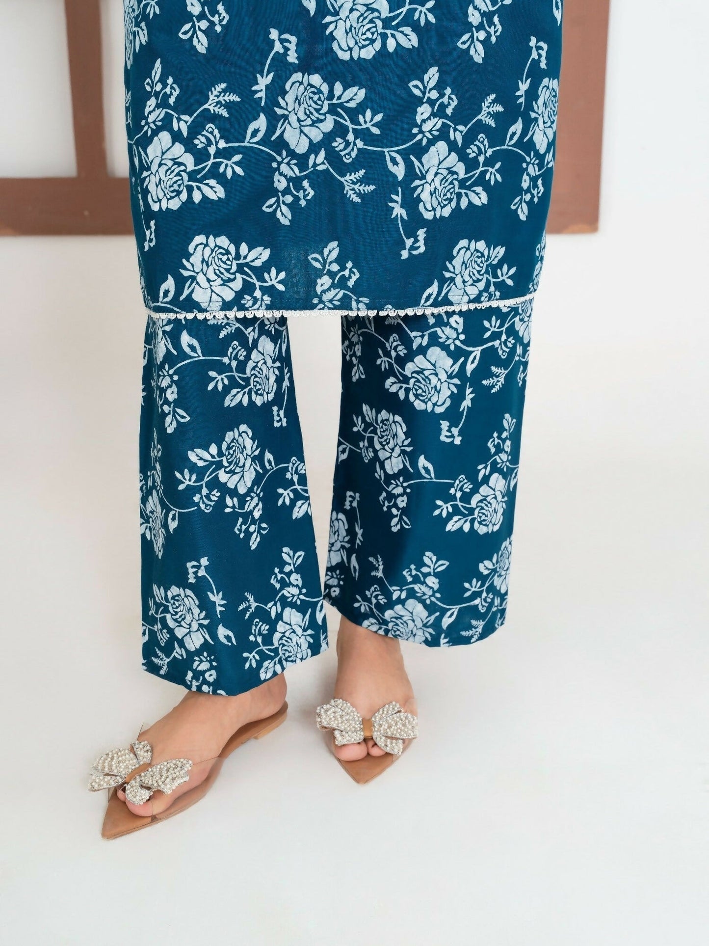 Stylish Collection Enchant Pret Linen Printed Co-Ord Set-Rose Teal