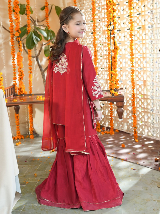 Panache Apparel Noore Eid Edit Sheesha Silk Embroidered Stitched Suit-Lumi