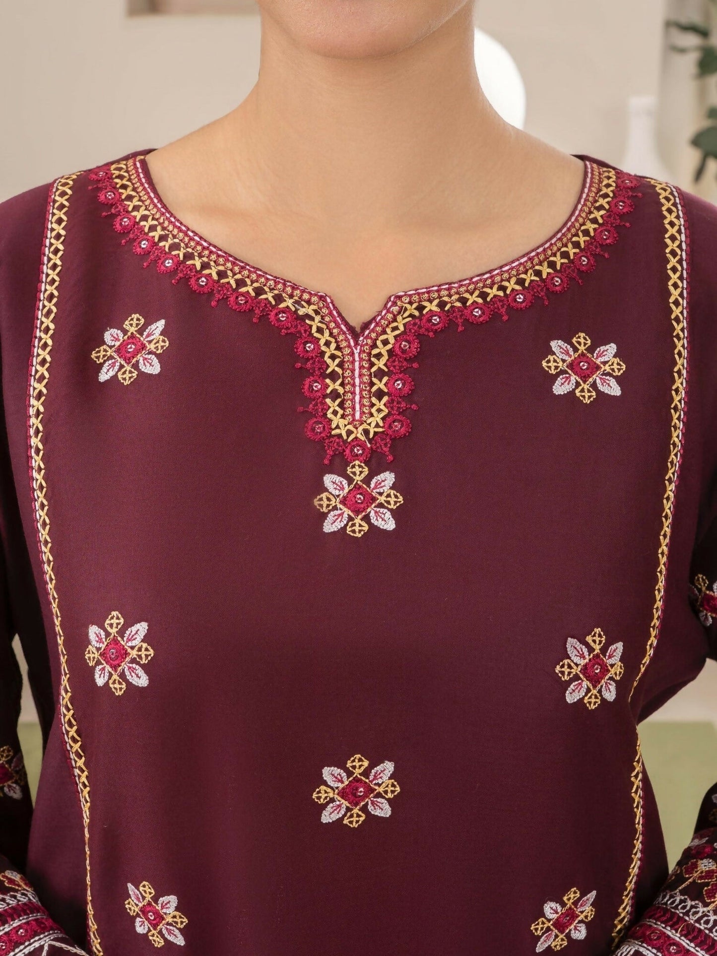 Stylish Collection Aaraish Linen Embroidered Stitched 2-Piece Suit-Nazakat
