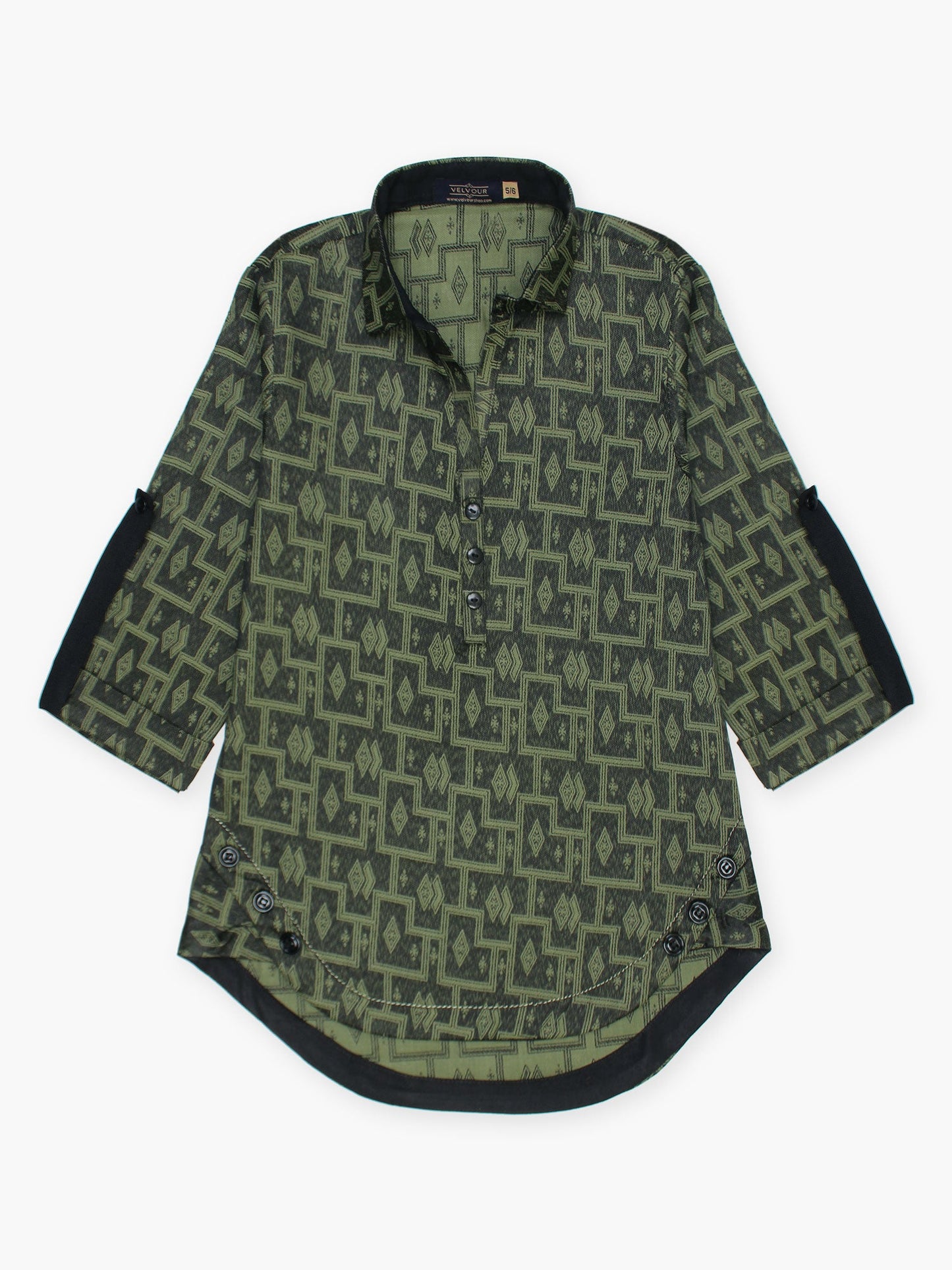 Velvour Girls Cotton Printed Stitched Tunic-VG124-A