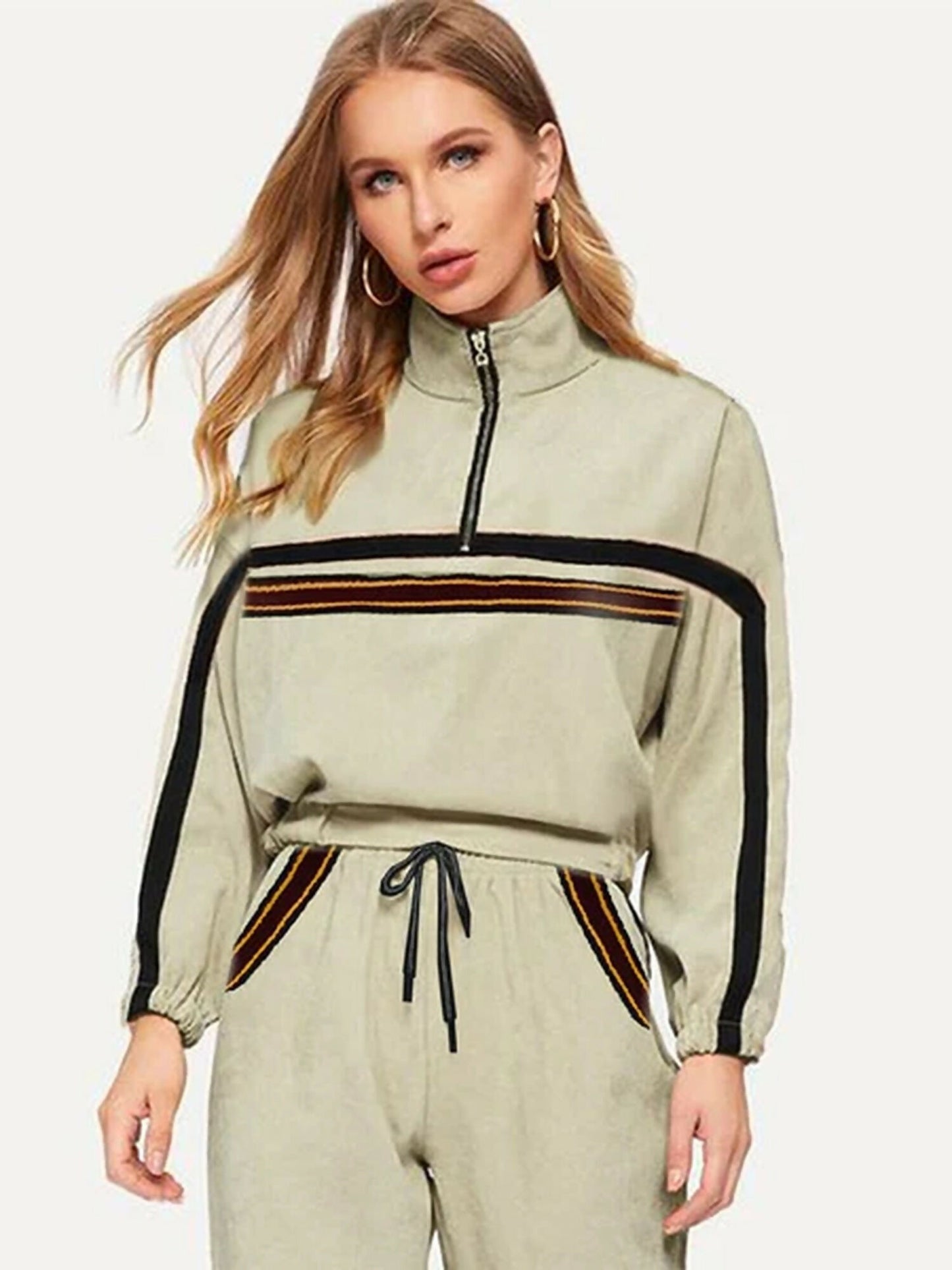 Jupiter Plain High Collar Coord Set-14192