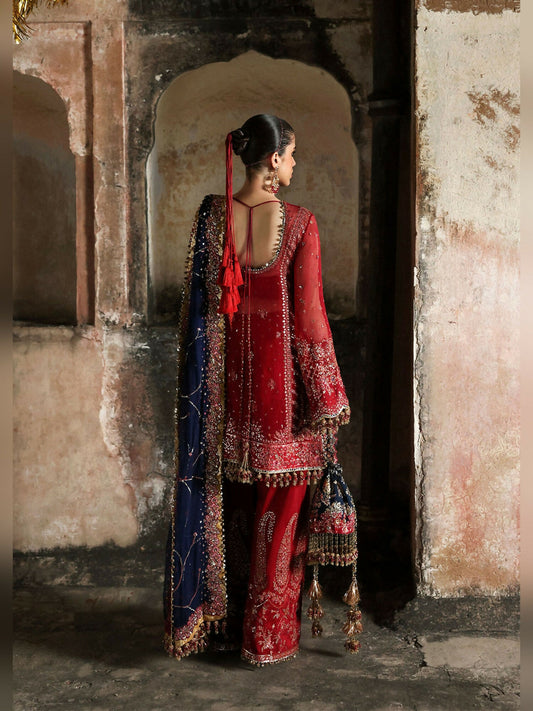 Hussain Rehar Massarat Festive Unstitched'25 Chiffon Embroidered 3-Piece Suit-Shahrbano