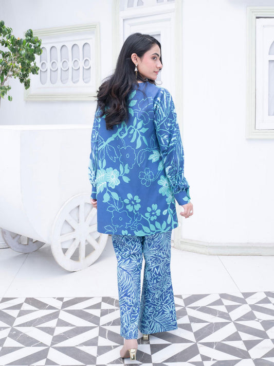 Blue Rabazka Lawn Printed Co-Ord Set-14