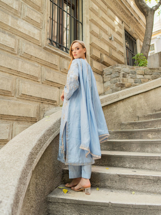 Farooq Hameed Studio EiD Collection'26 Pure Silk Embroidered Stitched 3-Piece Suit-Bareera