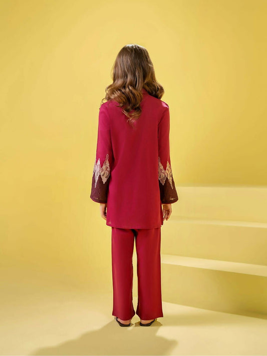 Velvour Girls Cotton Embroidered Stitched 2-Piece Suit-VG156-A