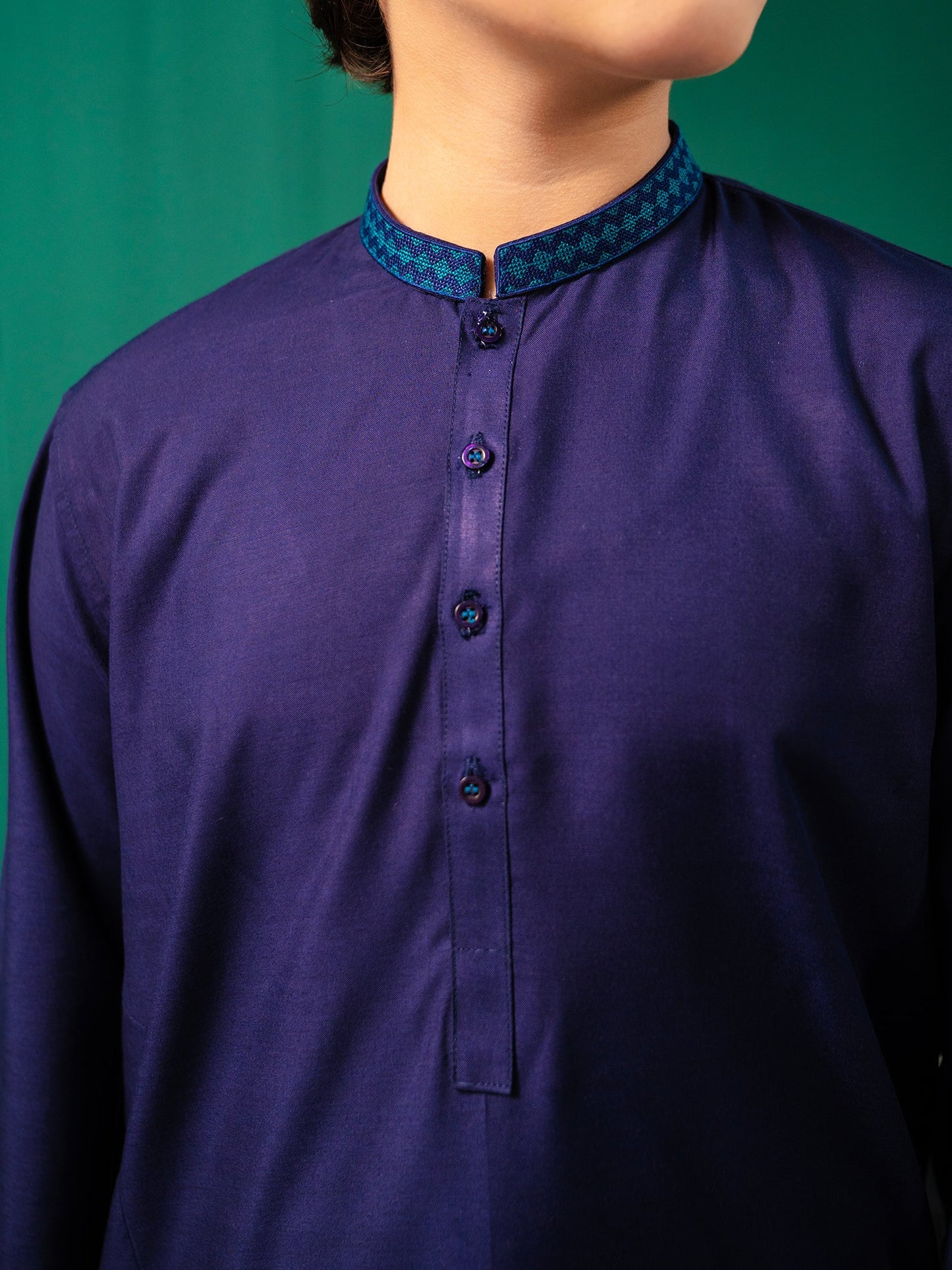 Velvour Boys Cotton Embroidered Stitched Kurta Trouser Suit-VB172-B