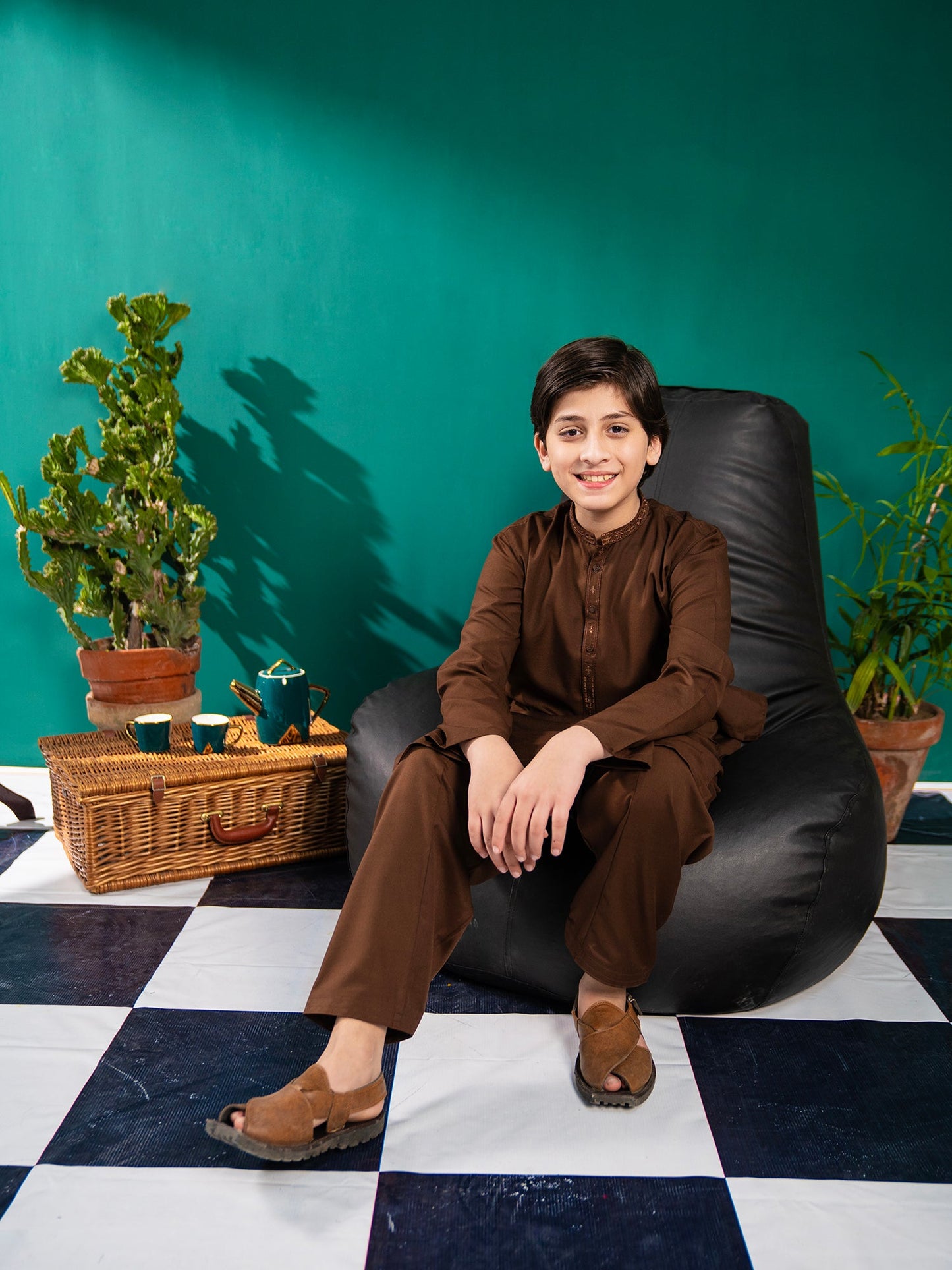Velvour Boys Cotton Embroidered Stitched Shalwar Kameez-VB174-B