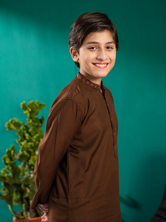 Velvour Boys Cotton Embroidered Stitched Shalwar Kurta-VB174-B
