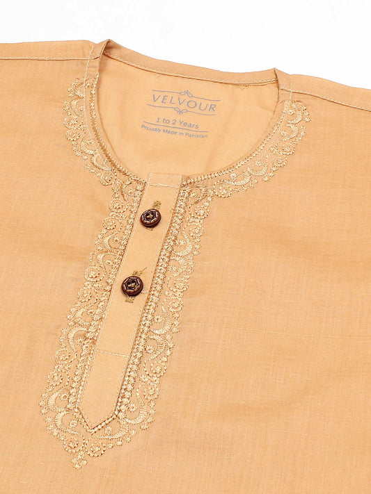 Velvour Boys Cotton Embroidered Stitched Kurta Pajama-VK07