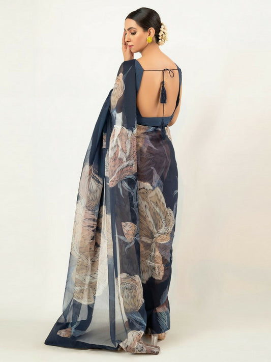 Imran Aftab Chiffon Printed Unstitched Saree-IASC 13