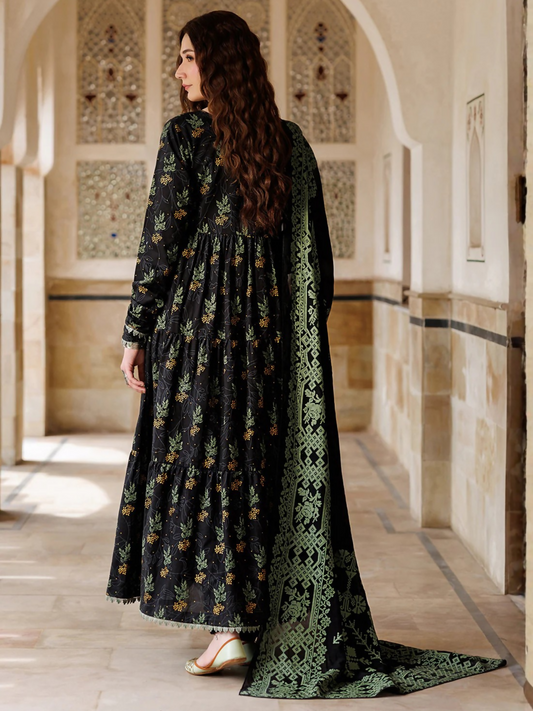 Black Panache Apparel Noor Mahal Cotton Printed Stitched Suit-Roshina