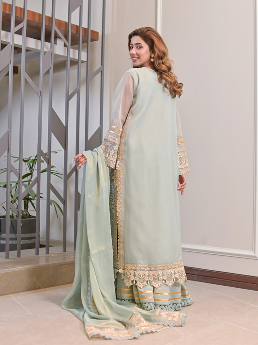 Farooq Hameed Studio Eid Collection'24 Organza Embroidered Stitched 3-Piece Suit-Mahira