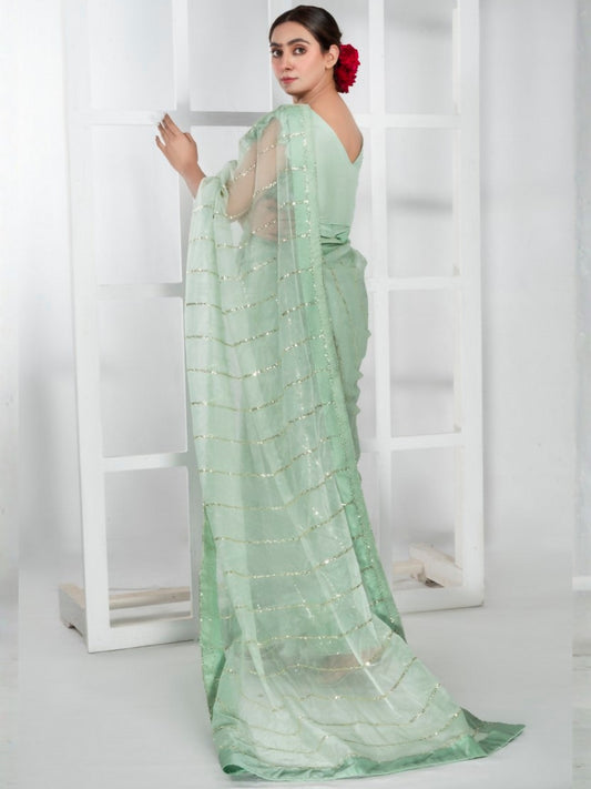 Imran Aftab Lux Winter Wedding Organza Embroidered Unstitched Saree-IASC-30