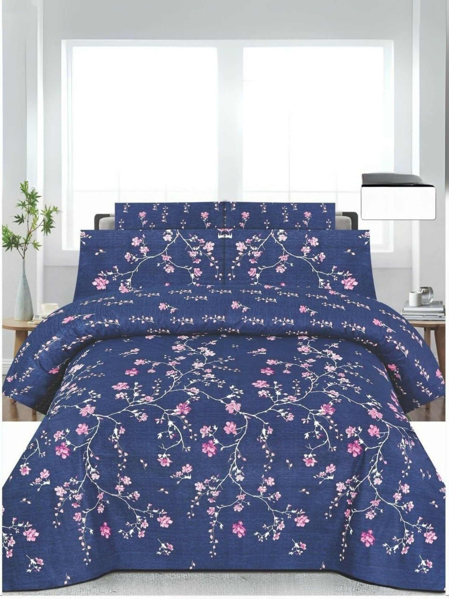 Danier 6-piece comforter set with small floral design and coordinated bedding items.