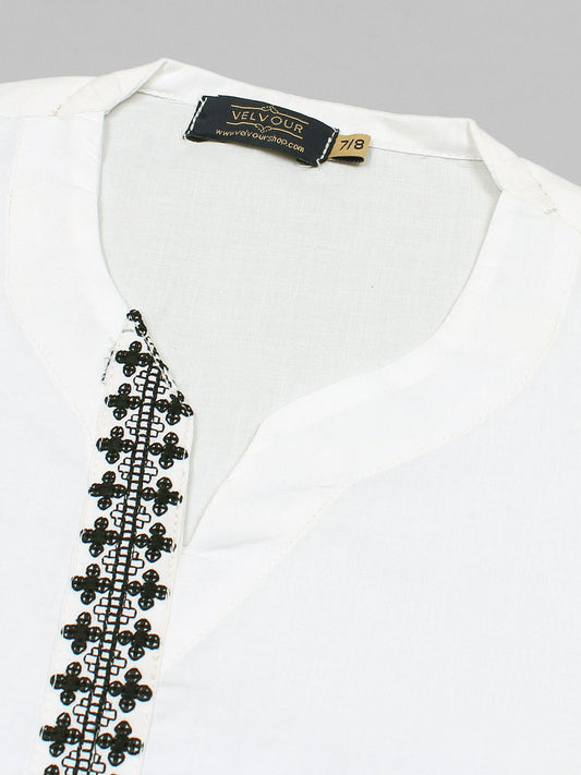 Velvour Girls Cotton Embroidered Stitched 2-Piece Suit-VG136-B