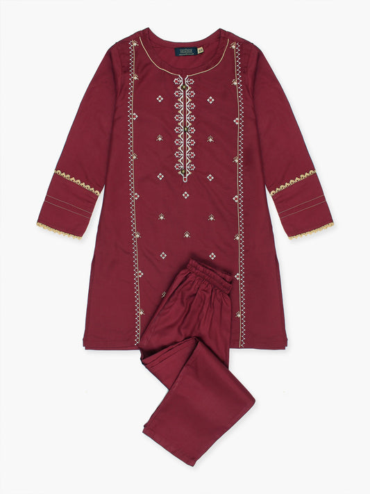 Velvour Girls Viscose Embroidered Stitched 2-Piece Suit-VG87-C