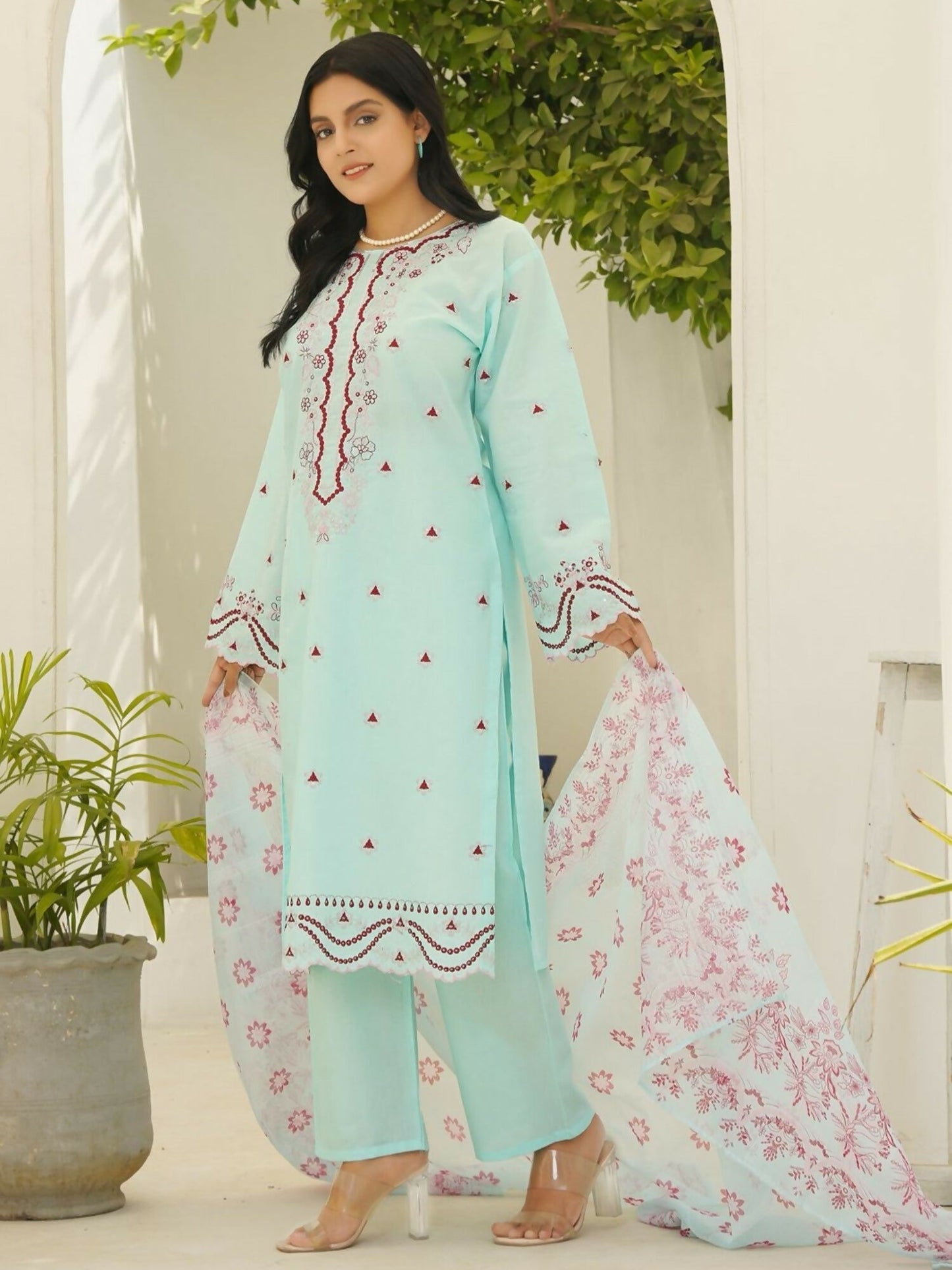Stylish Collection Serene Summer Lawn Cotton Embroidered Stitched 3-Piece Suit-Pakeeza