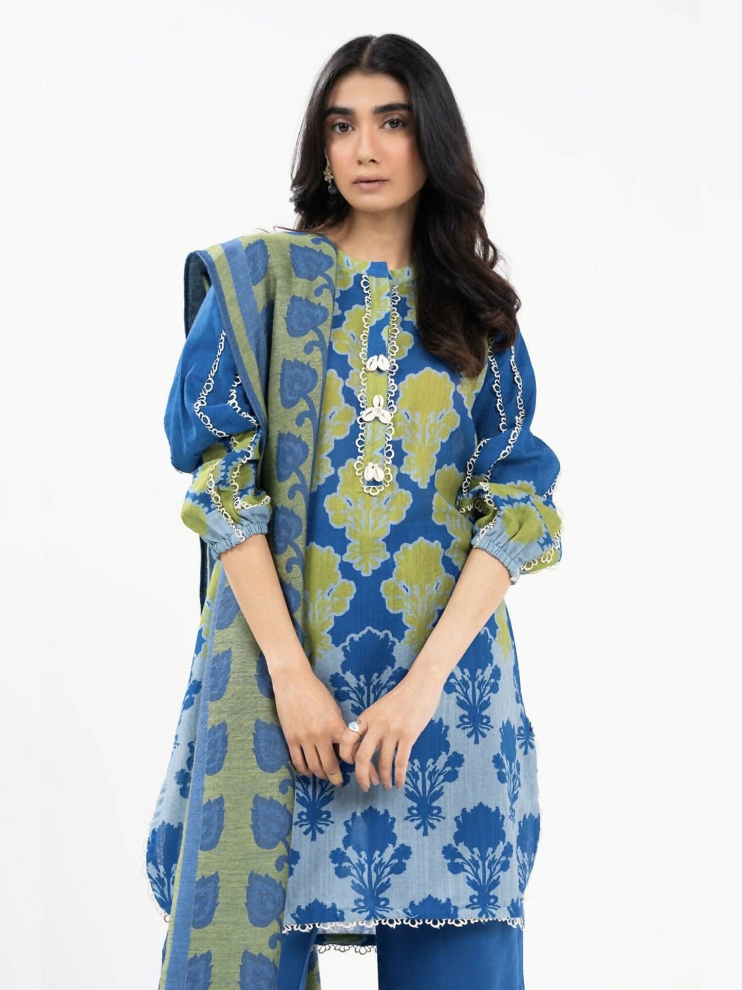 Alkaram Studio Khaddar Printed Unstitched 3-Piece Suit-FW-46-24-Blue