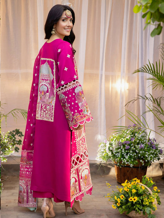 Binilyas Kotrai Embroidered Unstitched 3-Piece Suit-D001A