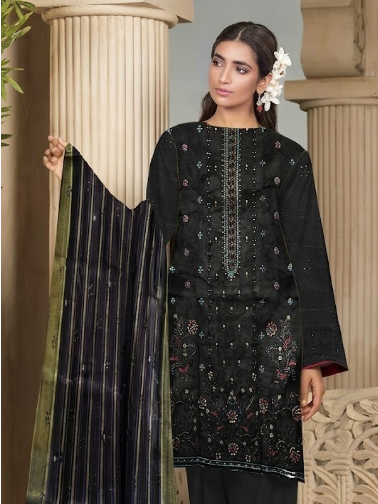 Bin Shaukat Noor e Chashm Vol 07 Lawn Embroidered Unstitched 3-Piece Suit-BGS-PMRS-D09