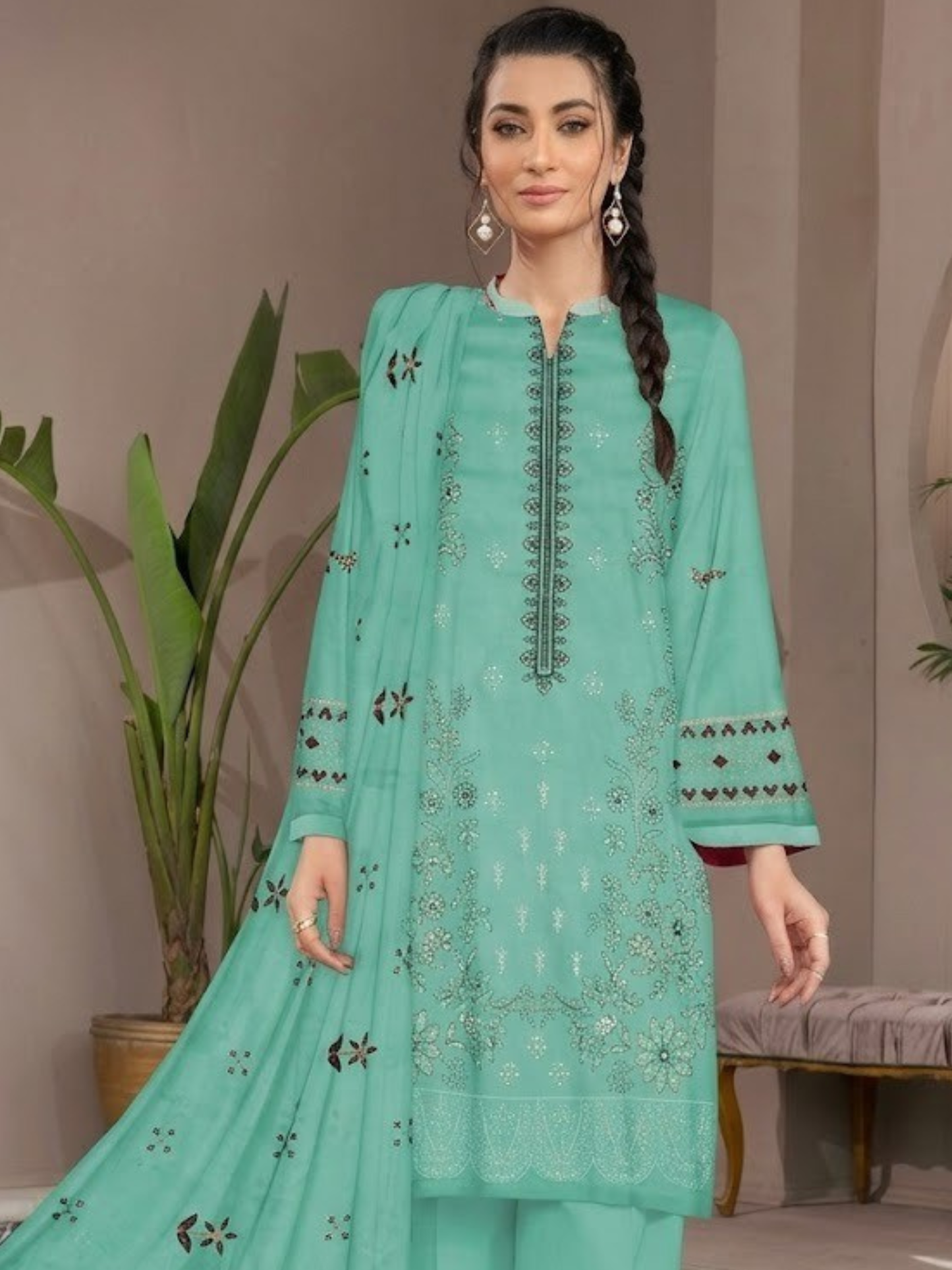 Bin Shaukat Noor e Chashm Vol 07 Lawn Embroidered Unstitched 3-Piece Suit-BGS-PMRS-D02