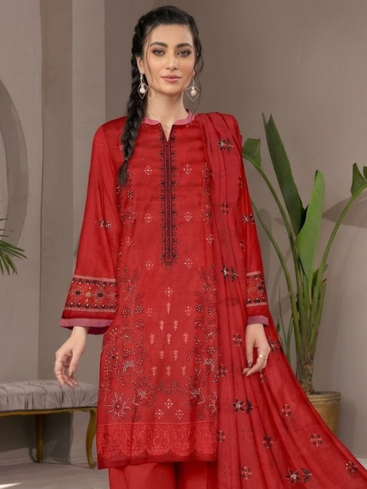 Red-Bin Shaukat Noor e Chashm Vol 07 Lawn Embroidered Unstitched 3-Piece Suit-BGS-PMRS-D03