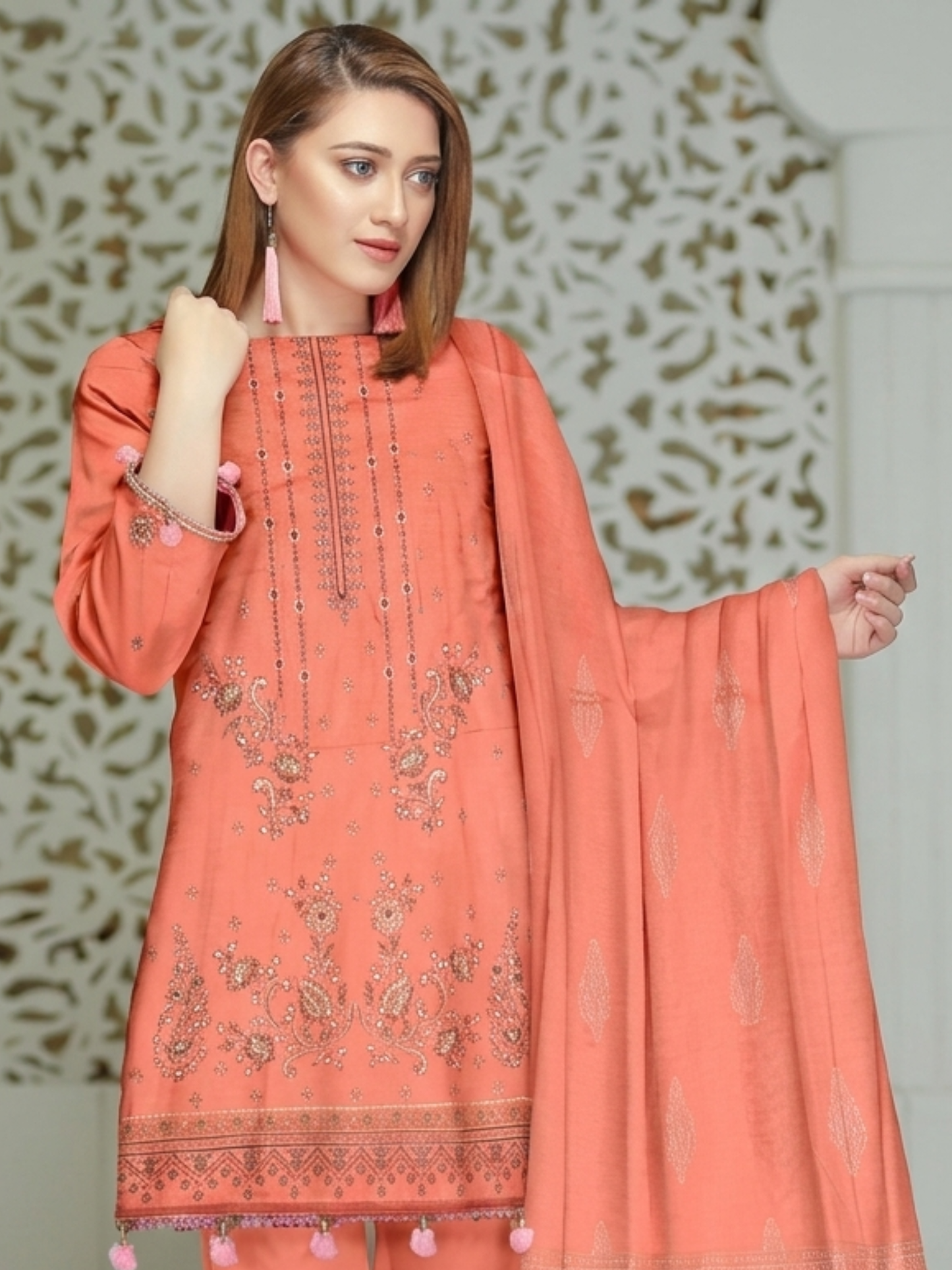 Orange-Bin Shaukat Noor Fatima Vol 08 Lawn Embroidered Unstitched 3-Piece Suit