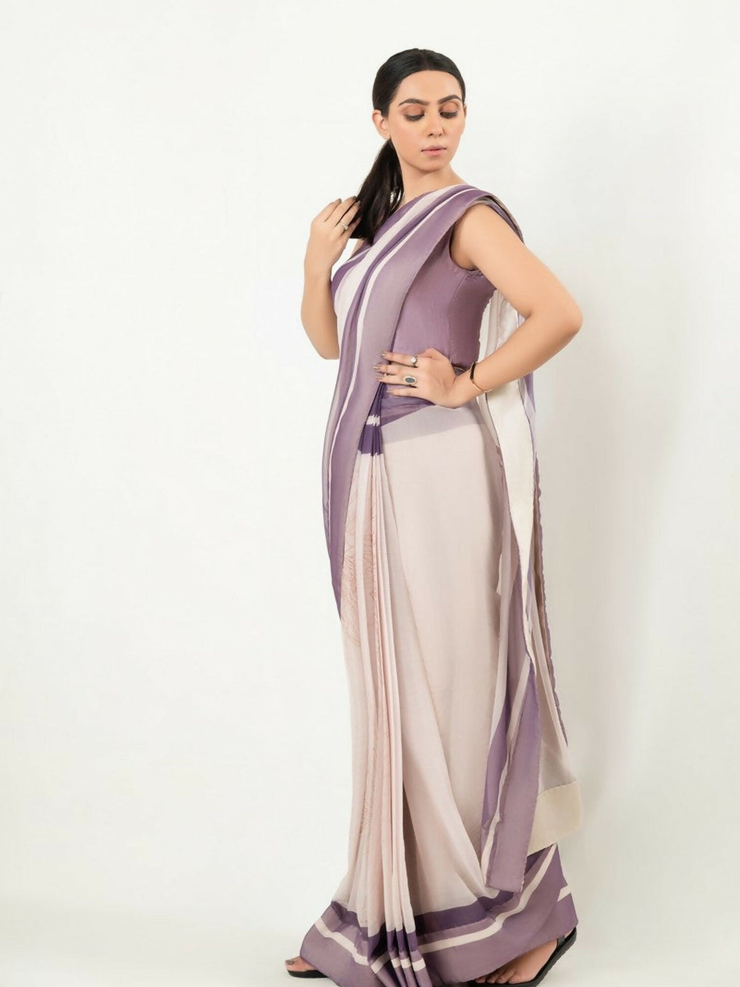 Imran Aftab Chiffon Printed Unstitched Saree-IASC-19