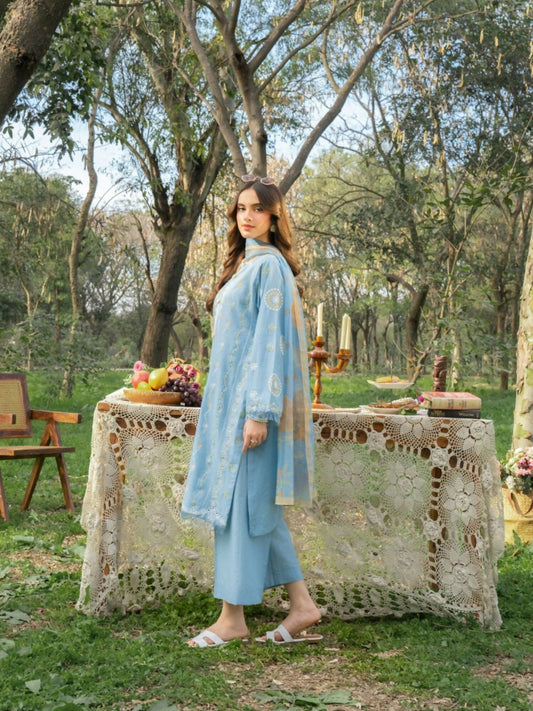 Panache Apparel Serenity Cotton Lawn Embroidered Stitched Suit-Purity