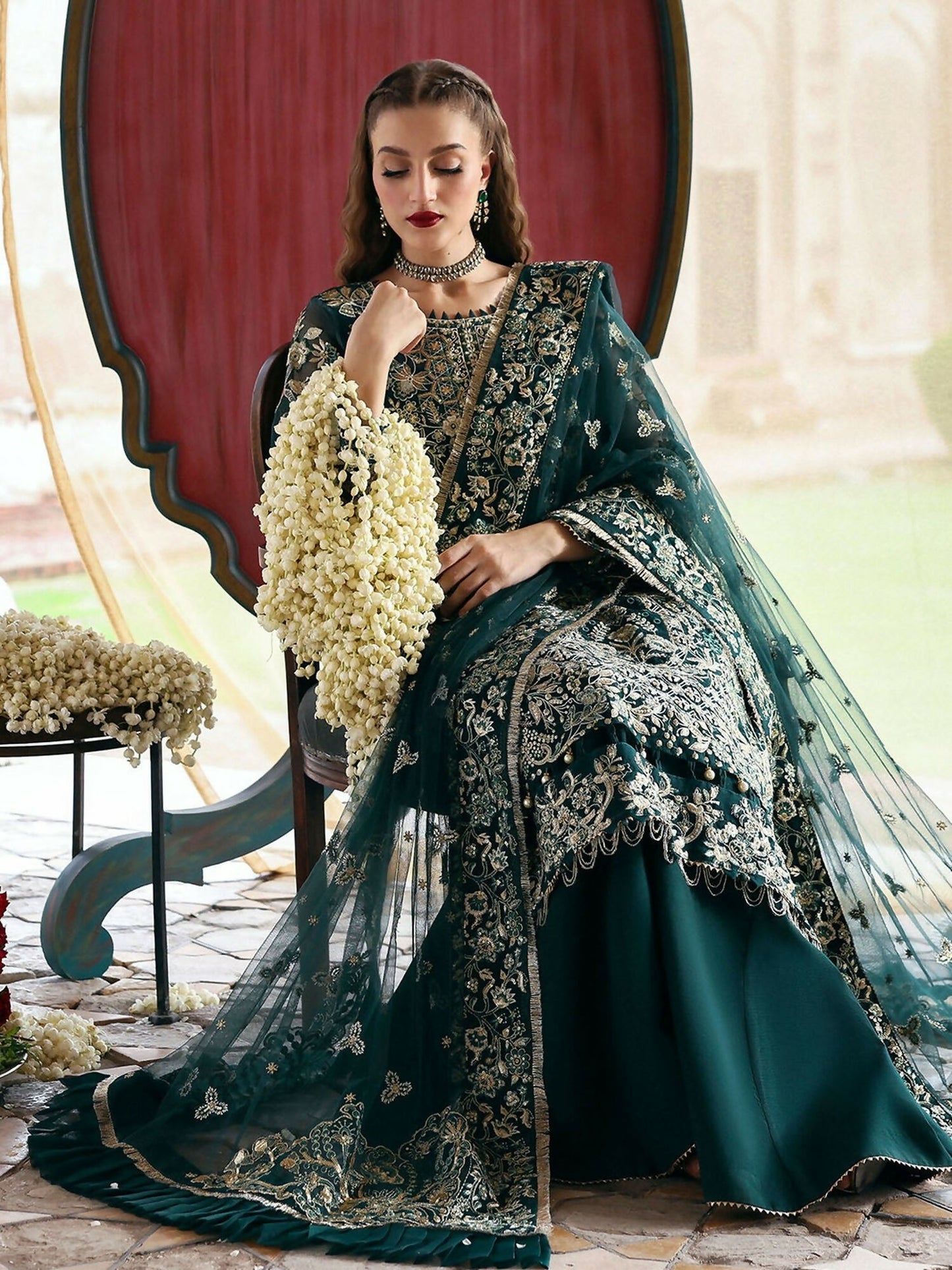 Parishay Jahanara Organza Embroidered Stitched 3-Piece Suit-JRA-08