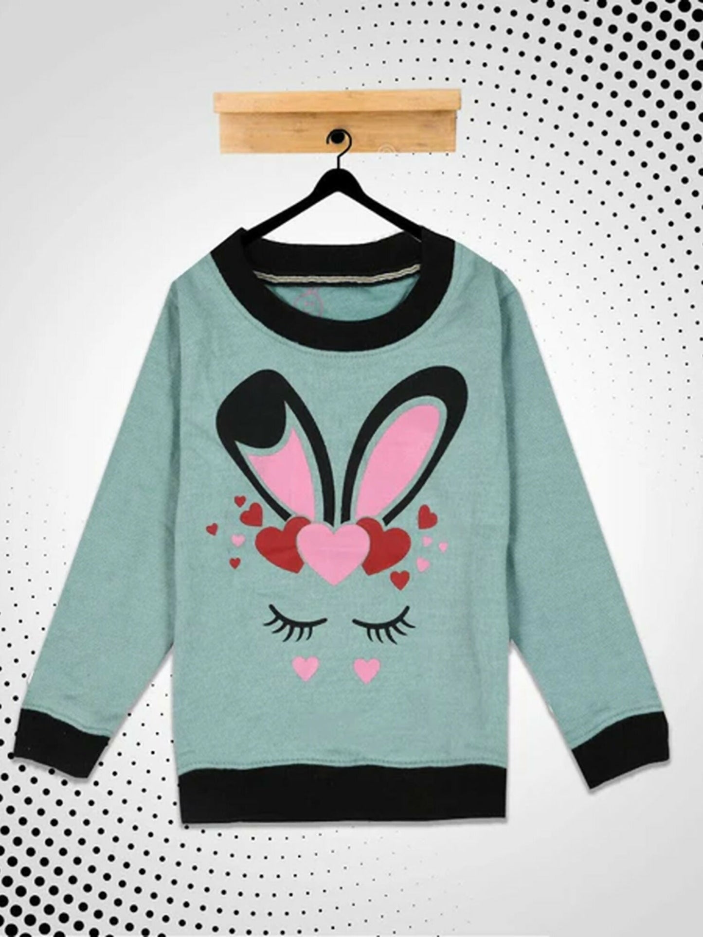 Funky's Heart and Eye Lashes Printed Sweat Shirt-10215