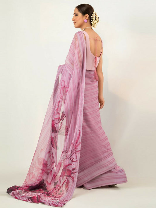 Imran Aftab Chiffon Printed Stitched Saree-IASC 12