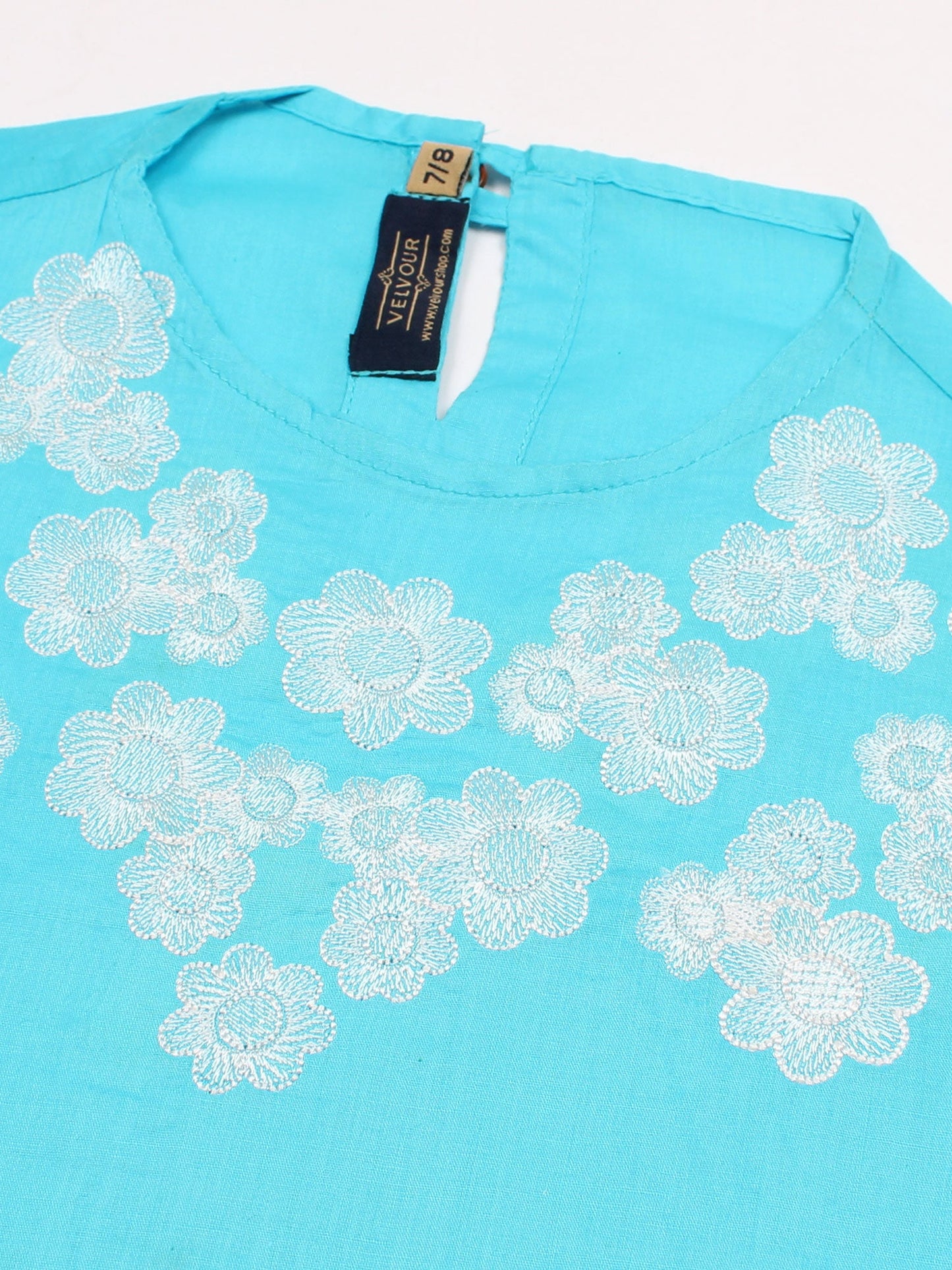 Velvour Girls Cotton Embroidered Co-Ord Set-VG162-C