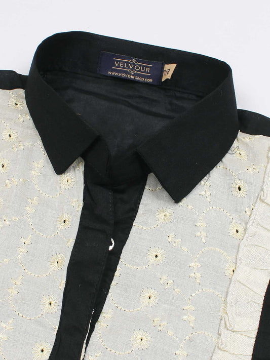 Velvour Girls Cotton Embroidered Co-Ord Set-VG150-B