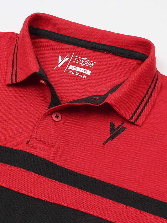Velvour Boys Pique Tipping Collar Polo Shirt-VP14-B