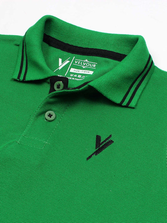 Velvour Boys Pique Tipping Collar Polo Shirt-VP11-J