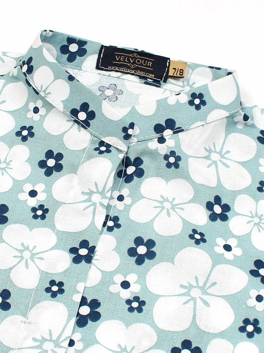 Velvour Girls Cotton Printed Co-Ord Set-VG144-A