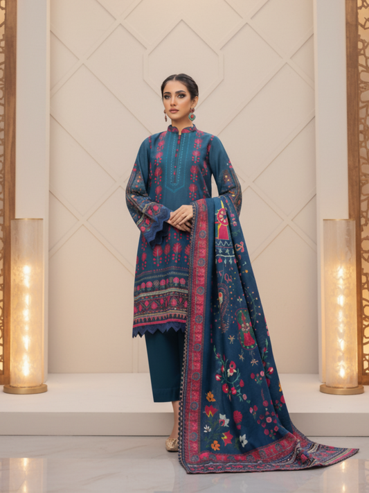 Mausummery Khaddar Printed Unstitched 3-Piece Suit-Primrose