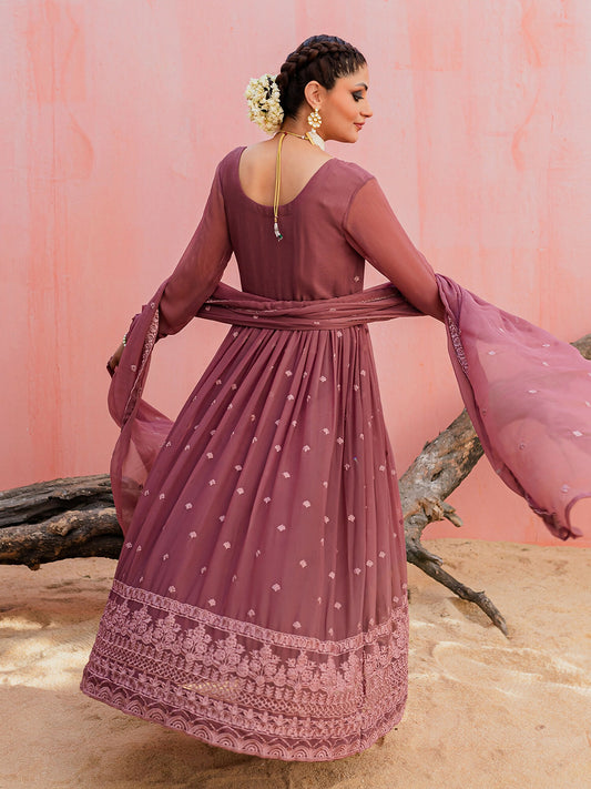 Mannat Clothing Chiffon Embroidered Dupatta-Bakht