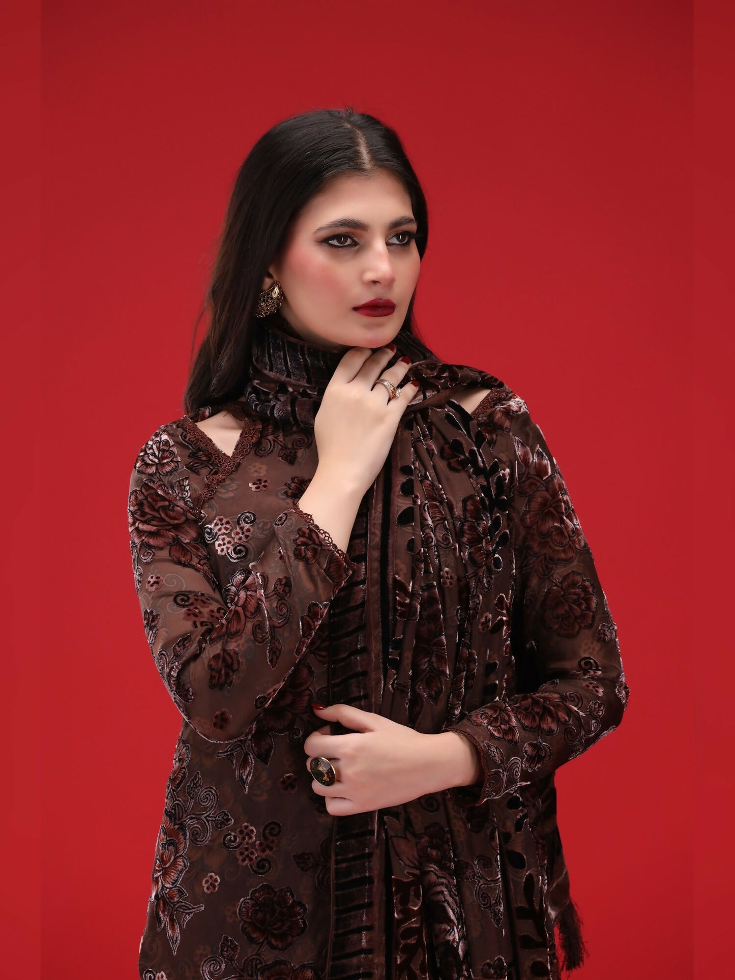 Noori Palachi Embossed Printed Unstitched 3-Piece Suit