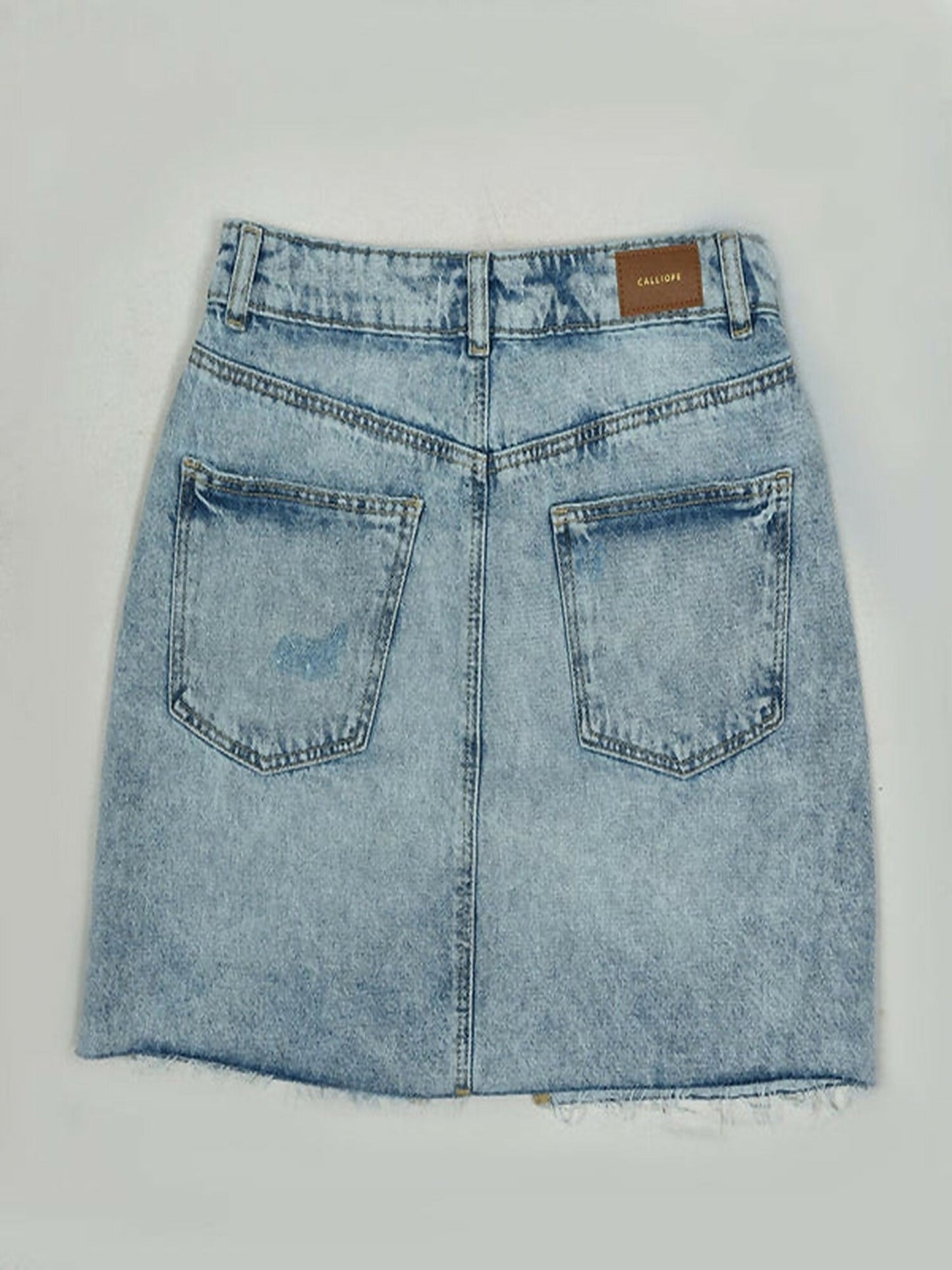 Funky's Plain MId Length Ripped Denim Skirt-11491