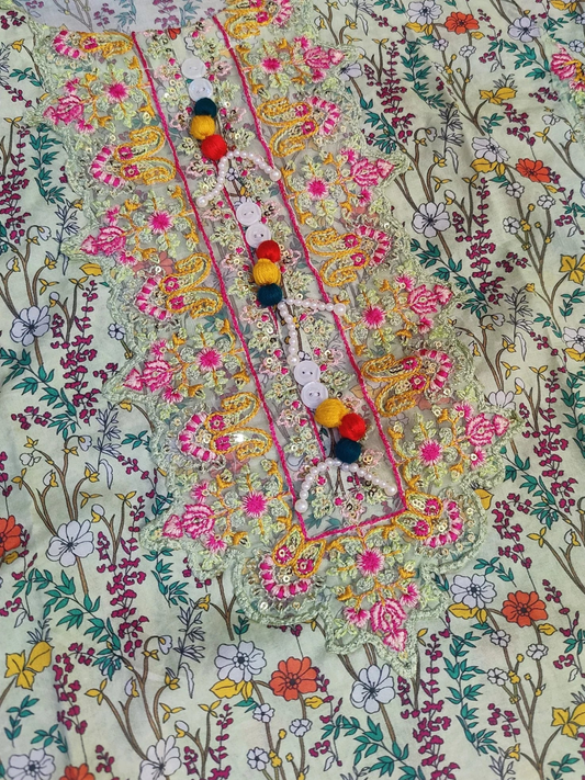 Multi Duas Boutique Lawn Embellished Stitched 3-Piece Suit-Style 16