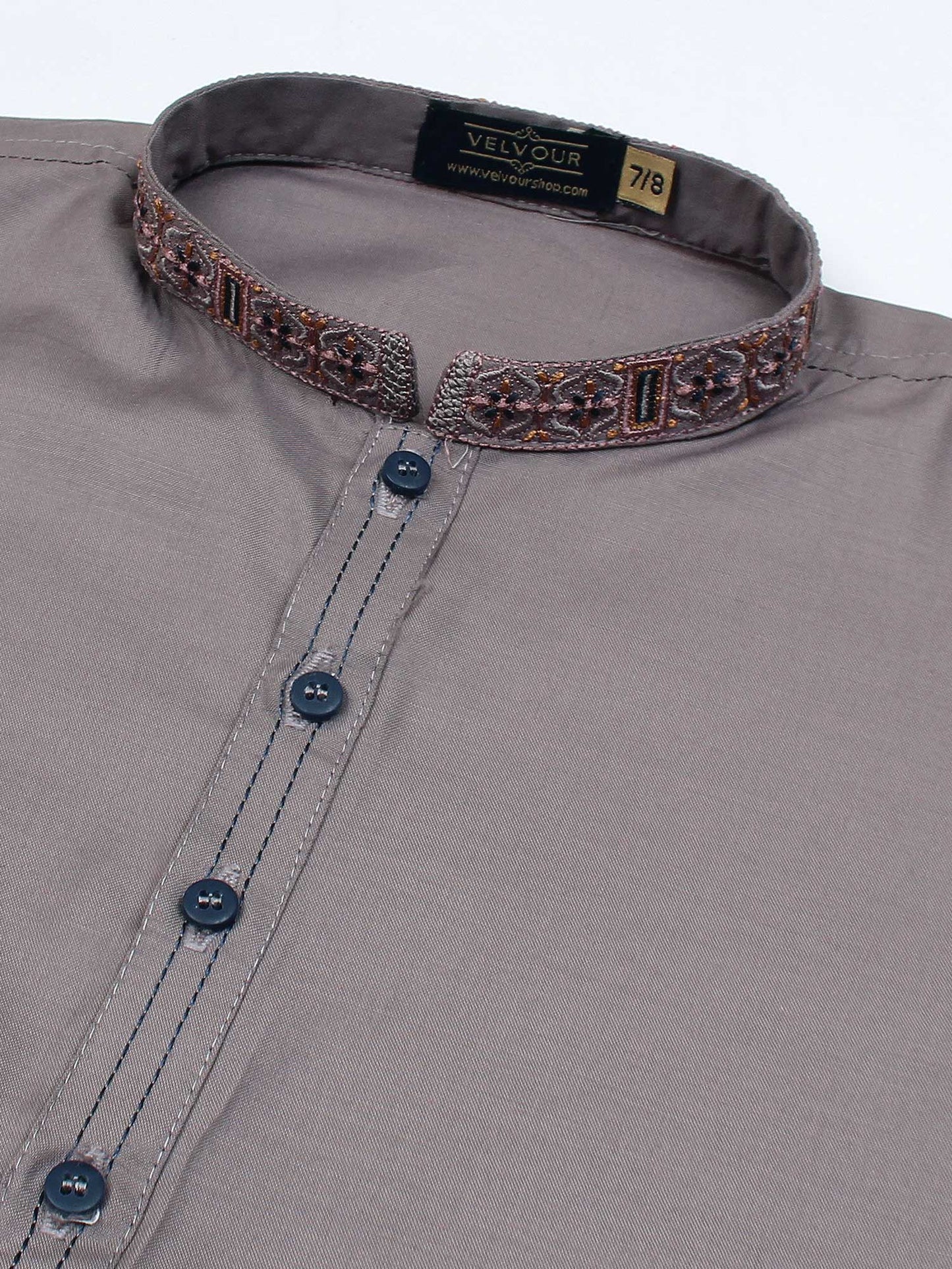 Velvour Boys Cotton Embroidered Stitched Kurta Shalwar Suit-VB201-D
