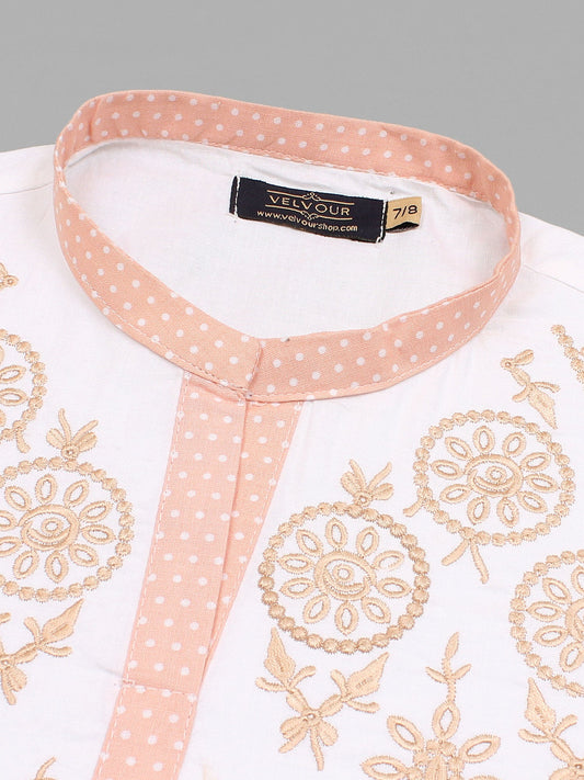 Velvour Girls Cotton Embroidered Co-Ord Set-VG170