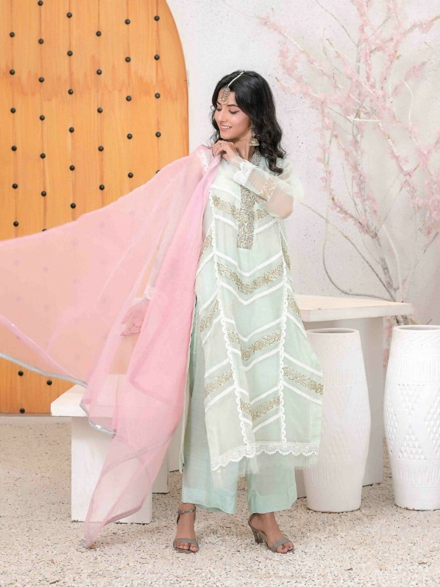 Ruby's Couture Ashiyana Organza Embroidered Stitched 3-Piece Suit-Tara