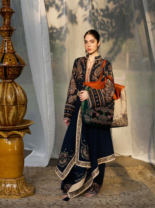 Jugnu By Hussain Rehar AW 25 - Edit I Karandi Embroidered Scarf-Bani