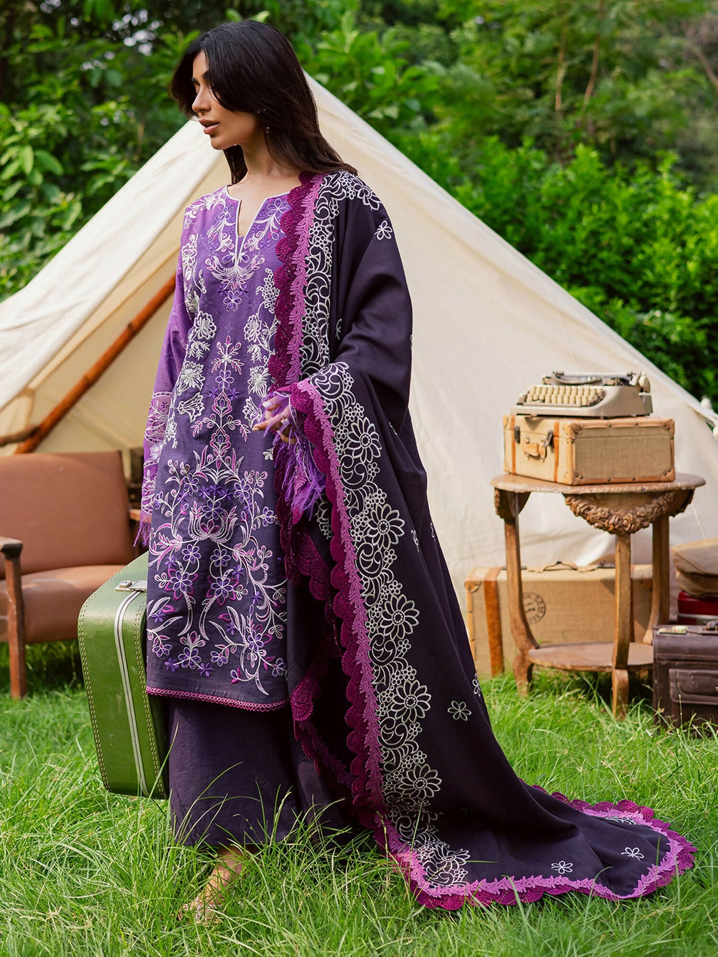 Mahnur Gardenia Khaddar Embroidered Stitched 3-Piece Suit-GR-01