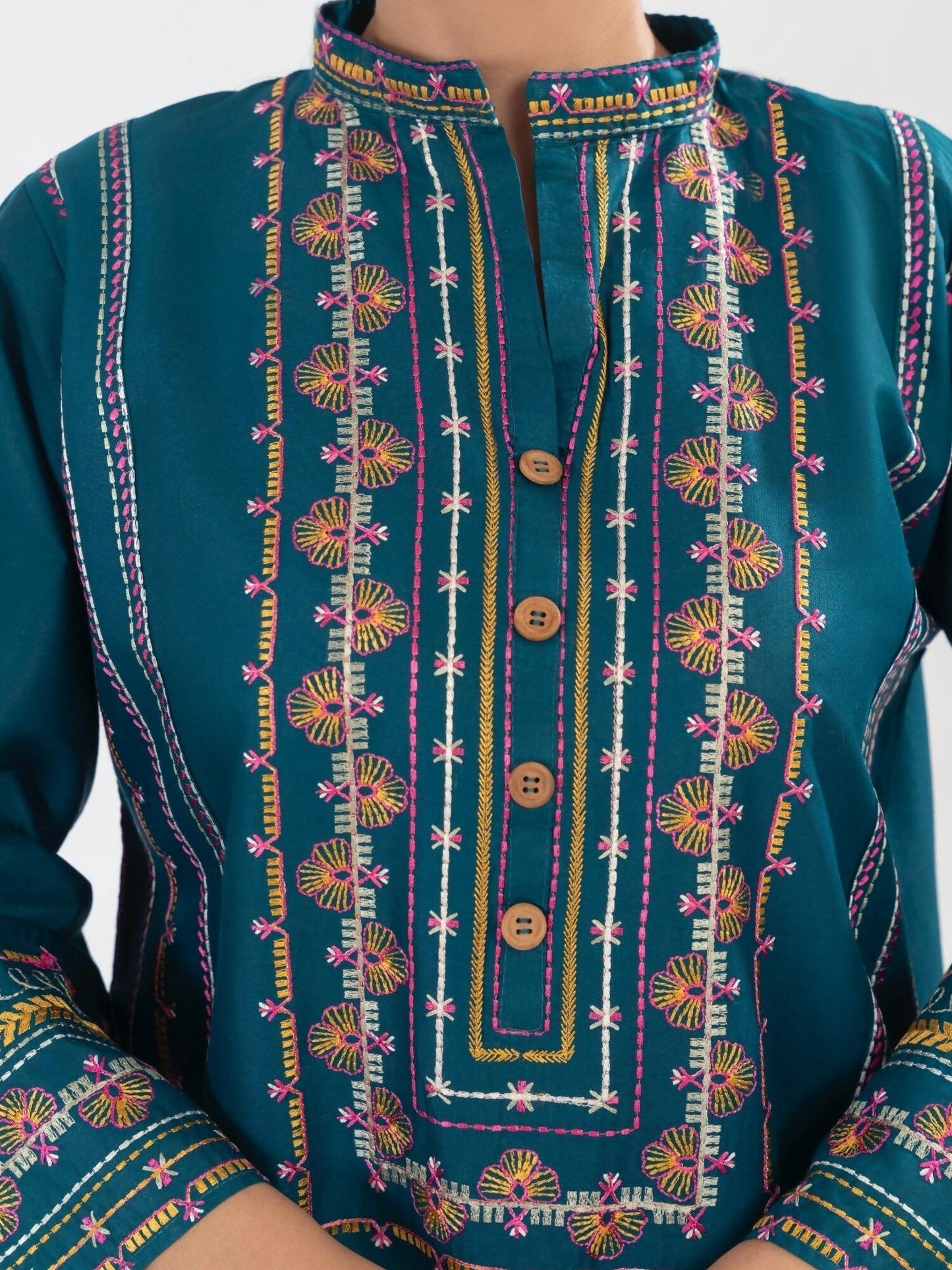 Stylish Collection Aaraish Cotton Embroidered Stitched 2-Piece Suit-Lime Teal